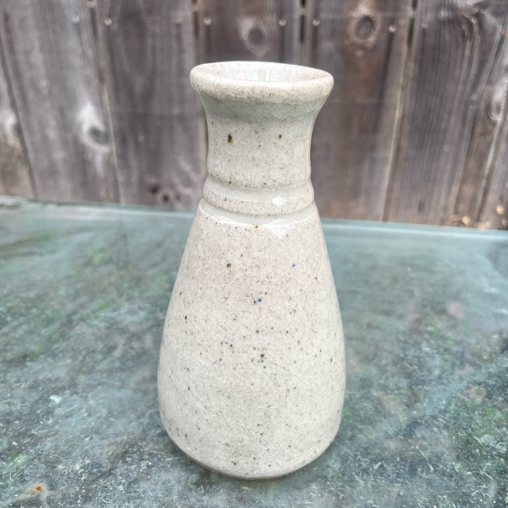 Signed Studio Art Speckled Cream Ceramic Vase